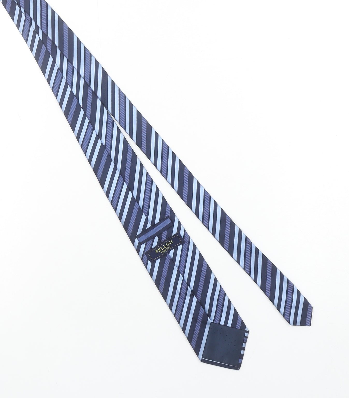 Fellini Men's Blue Striped Pure Silk Italian Tie