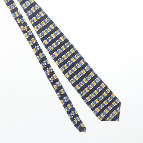 Scott & Taylor Men's Blue Yellow Striped Pure Silk Tie
