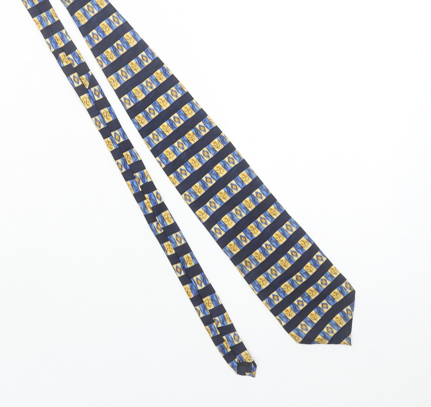 Scott & Taylor Men's Blue Yellow Striped Pure Silk Tie