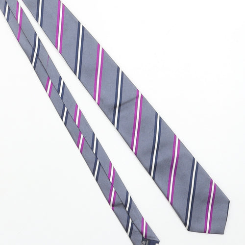 Charles Tyrwhitt Men’s Grey Striped Silk Slim Tie One Size