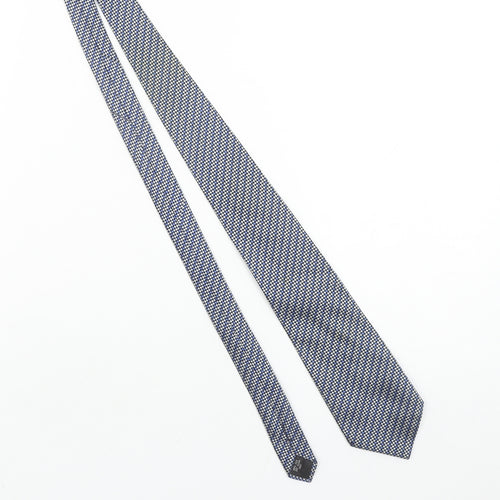 Dehavilland Men's Blue Checked 100% Silk Slim Tie