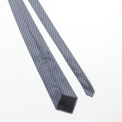 Dehavilland Men's Blue Checked 100% Silk Slim Tie