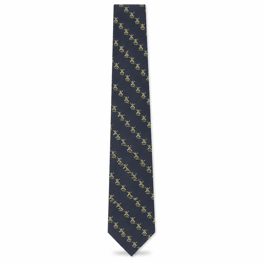 Front view of Pierre Cardin Men's Blue Silk Rowing Pattern Vintage Tie