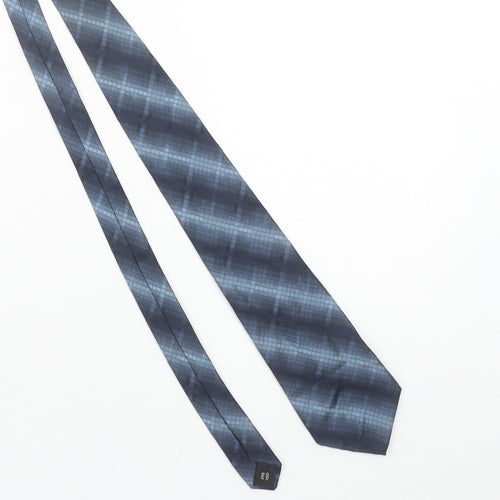 French Connection Men's Blue Plaid Silk Tie – Stylish Designer Accessory