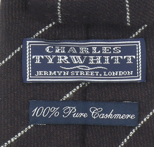 Charles Tyrwhitt Men's Brown Striped Cashmere Tie - One Size