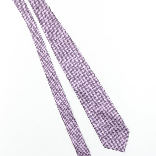 Dehavilland Men's Purple Silk Houndstooth Tie 176 Slim Designer Style