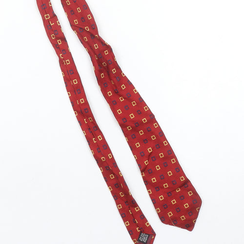 Charles Tyrwhitt Men's Red Geometric Silk Tie Made in England