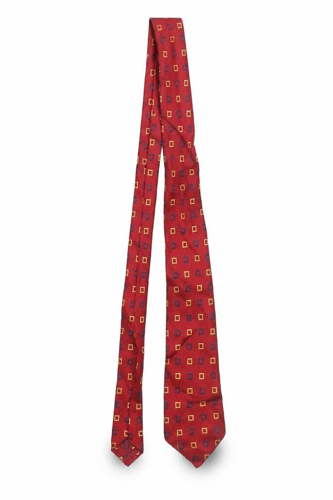 Charles Tyrwhitt Men's Red Geometric Silk Tie Made in England