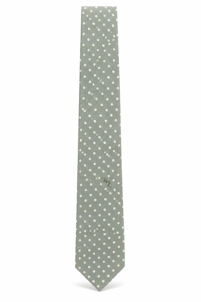 Front view of Marks & Spencer Men's Green Italian Silk Polka Dot Tie