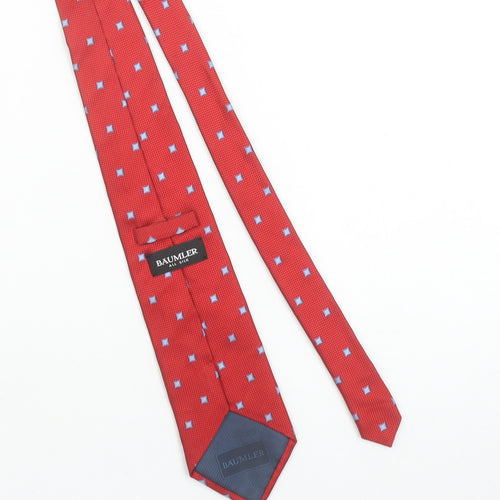 Baumler Men’s Red Silk Geometric Pointed Tie Made in Italy One Size