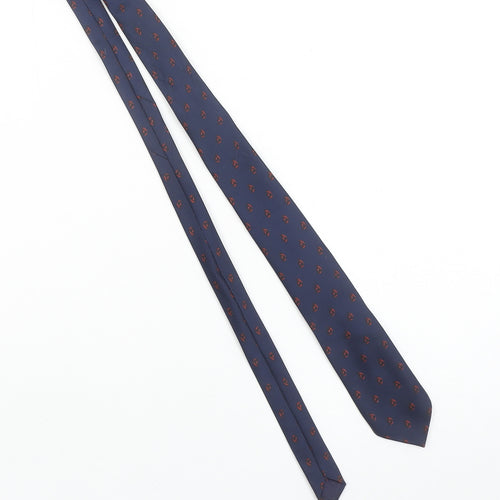 Glenora Men's Navy Blue Pure Silk Patterned Tie