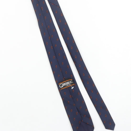 Glenora Men's Navy Blue Pure Silk Patterned Tie
