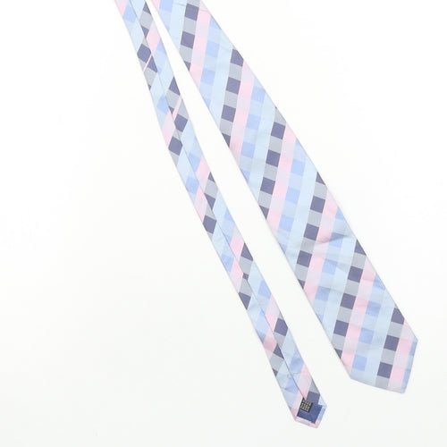 Baumler Men's Blue Checked 100% Silk Designer Tie One Size