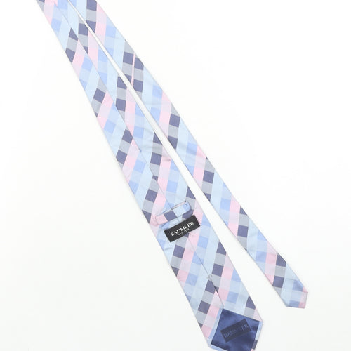 Baumler Men's Blue Checked 100% Silk Designer Tie One Size