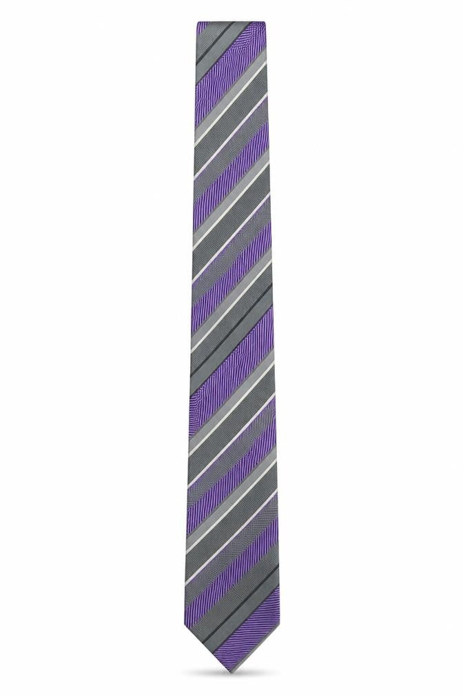 Baumler Men's Purple Striped Silk Tie Made in Italy