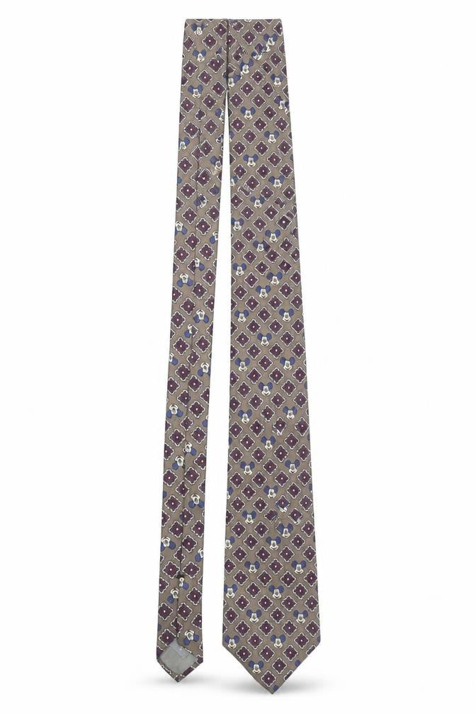 Balancine Disney Men’s Beige Geometric Silk Tie Mickey Mouse Vintage