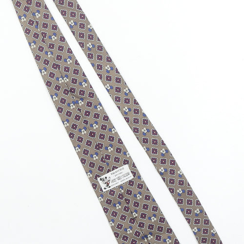 Balancine Disney Men’s Beige Geometric Silk Tie Mickey Mouse Vintage