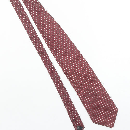 Victor Laurent Men's Red Polka Dot 100% Silk Tie Handmade 176cm