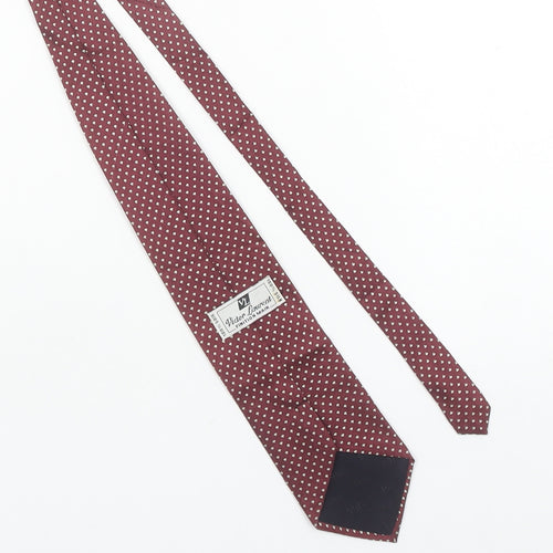 Victor Laurent Men's Red Polka Dot 100% Silk Tie Handmade 176cm