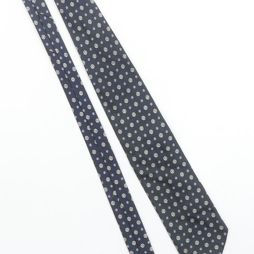 Jaeger Men's Blue Floral Silk Tie Made in Italy Pointed Woven