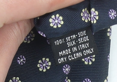 Jaeger Men's Blue Floral Silk Tie Made in Italy Pointed Woven