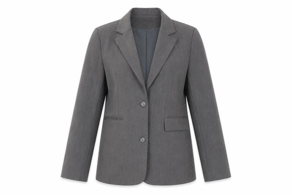 Front view of Motel Rocks Women’s Grey XS Classic Single-Breasted Blazer Jacket