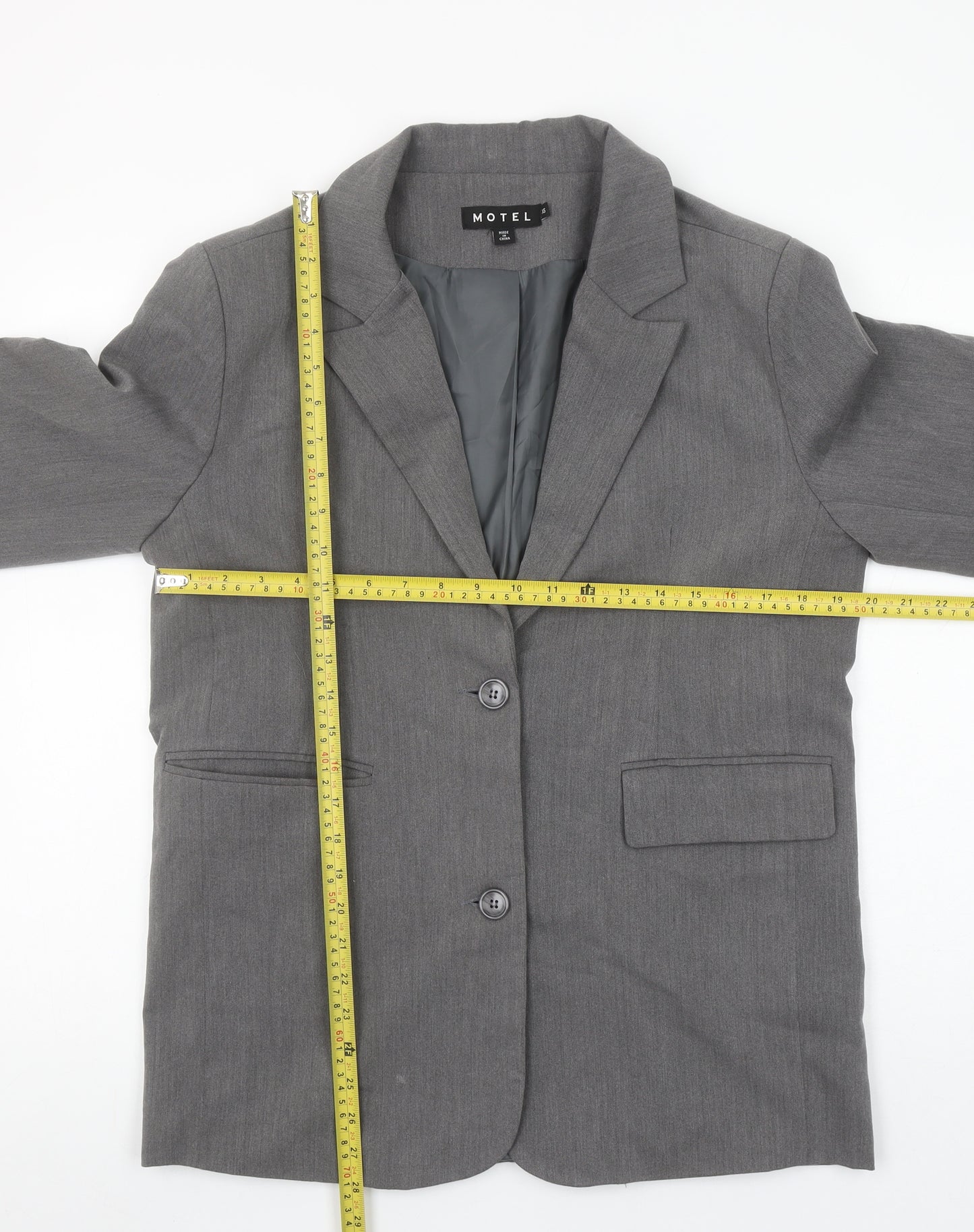 Motel Women’s Grey XS Classic Single-Breasted Blazer Jacket