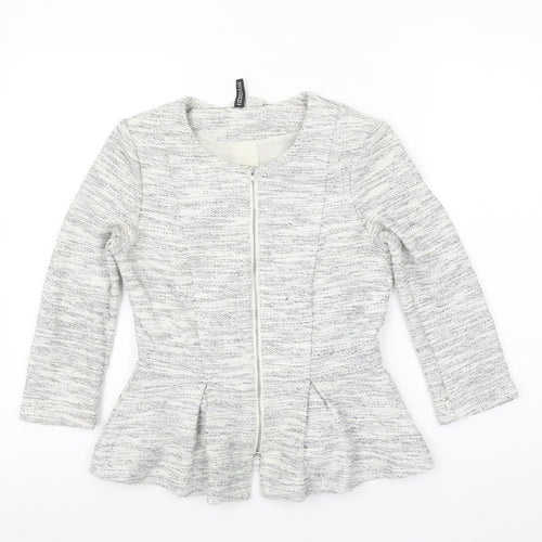 H&M Divided Women's Grey Peplum Zip Suit Jacket Size 8