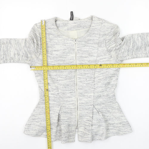 H&M Divided Women's Grey Peplum Zip Suit Jacket Size 8