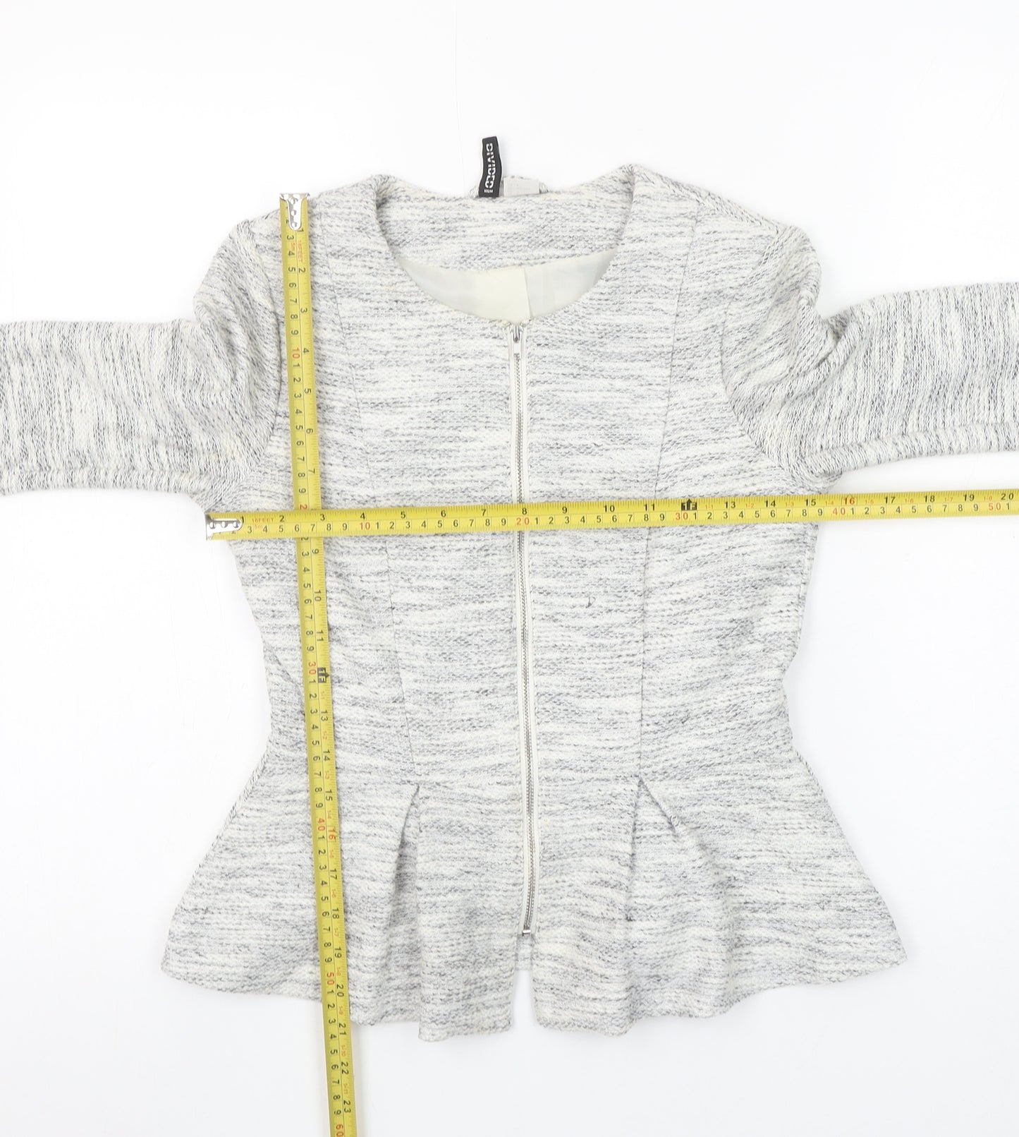 H&M Divided Women's Grey Peplum Zip Suit Jacket Size 8