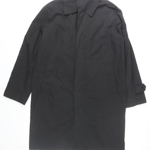 Dehavilland Men's Black Cotton Nylon Long Overcoat S 36-39"