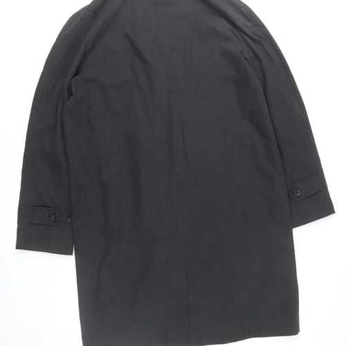 Dehavilland Men's Black Cotton Nylon Long Overcoat S 36-39"