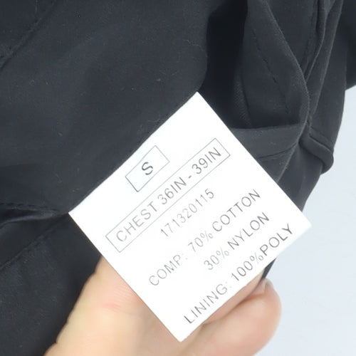 Dehavilland Men's Black Cotton Nylon Long Overcoat S 36-39"