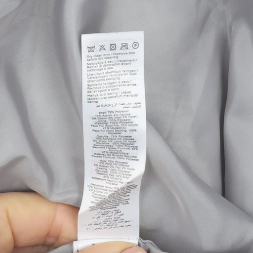 New Look Women Grey Wool Blend Mid-Length Herringbone Coat Size 14
