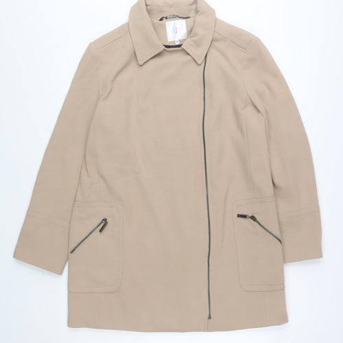 Jasper Conran Women’s Beige Zip Front Mid-Length Coat Size 18