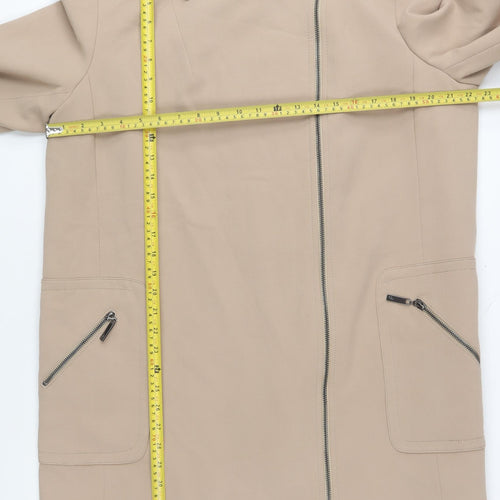Jasper Conran Women’s Beige Zip Front Mid-Length Coat Size 18
