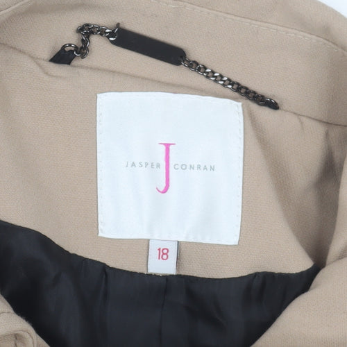 Jasper Conran Women’s Beige Zip Front Mid-Length Coat Size 18