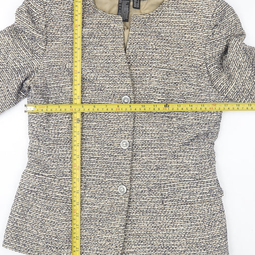Episode Women's Beige Tweed Button Blazer Jacket Size 8