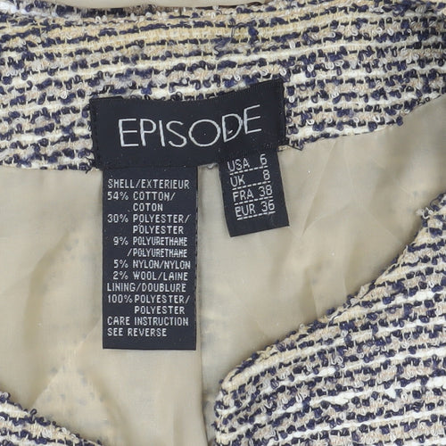 Episode Women's Beige Tweed Button Blazer Jacket Size 8