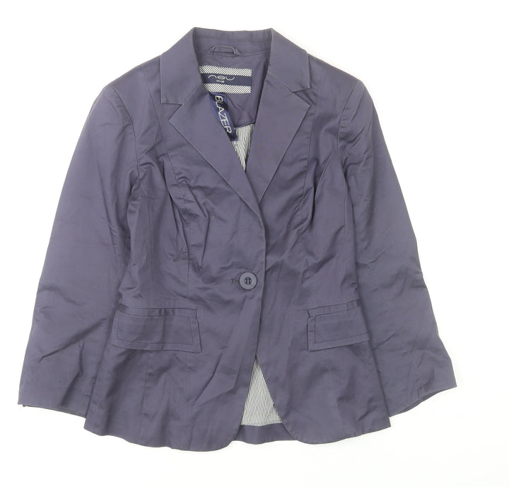 New Look Women Blue Slim Fit Cotton Blazer UK 8 Smart Casual