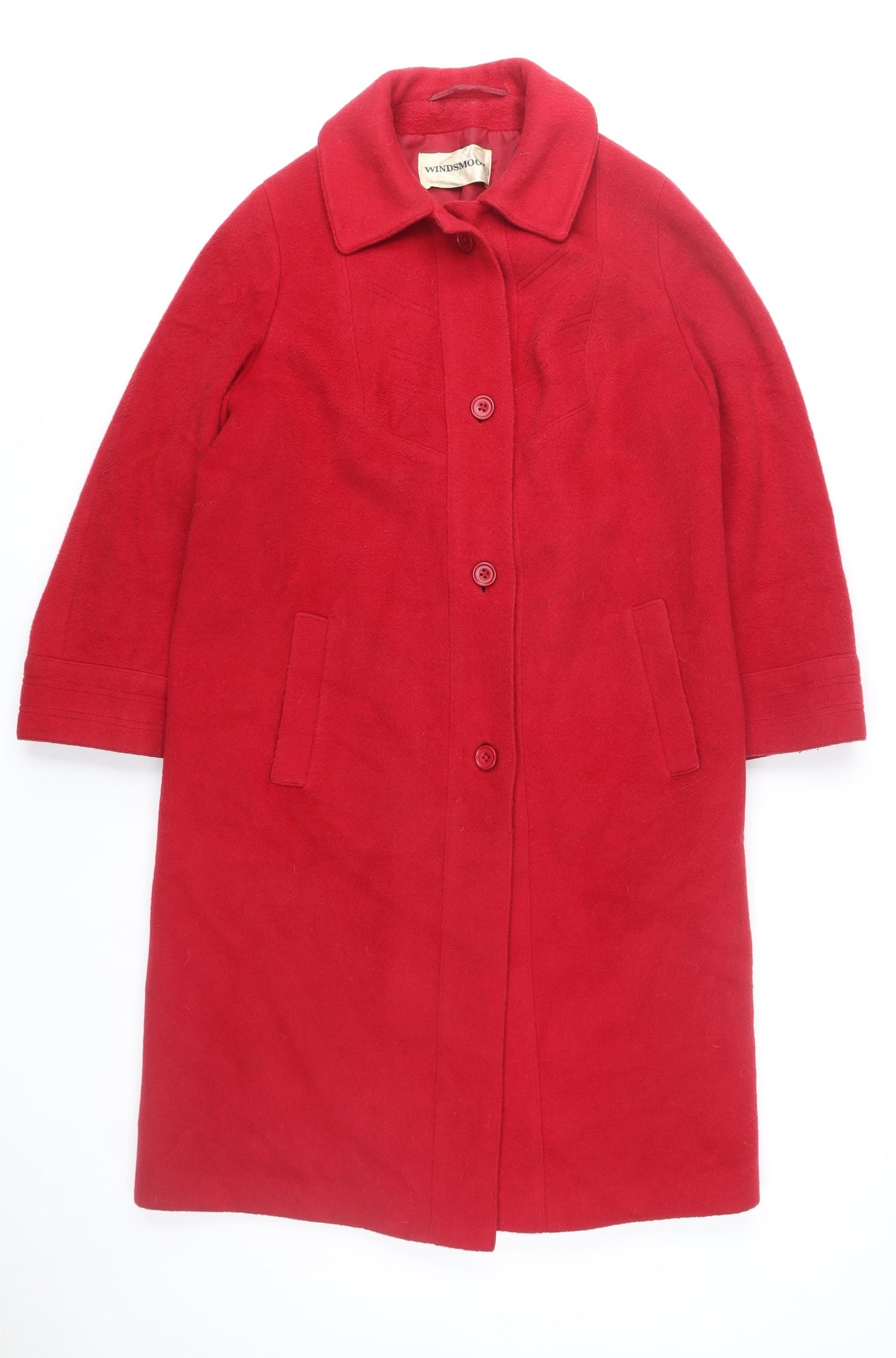Windsmoor Women’s Red Wool Blend Long Overcoat Size 14