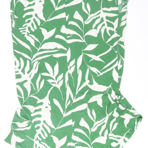 H&M Women’s Green Tropical Floral Viscose Short Sleeve Shift Dress Size M