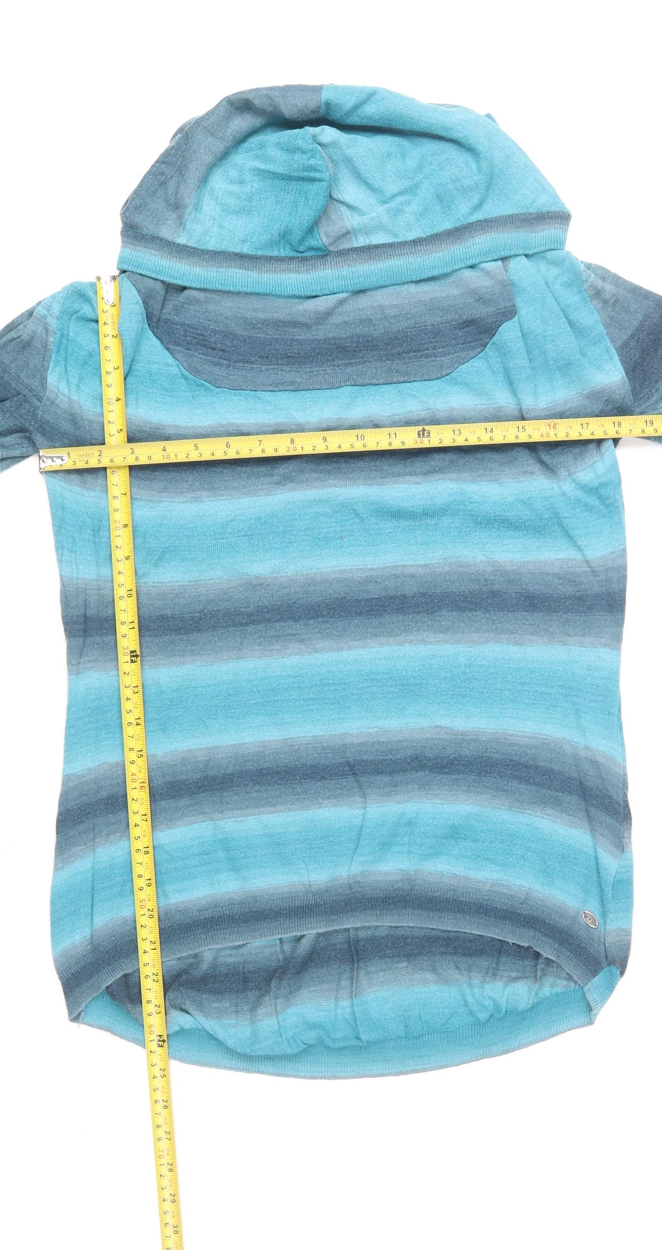 Animal Women’s Blue Striped Hooded Pullover Jumper Size 10