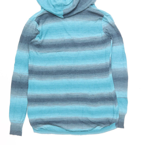 Animal Women’s Blue Striped Hooded Pullover Jumper Size 10