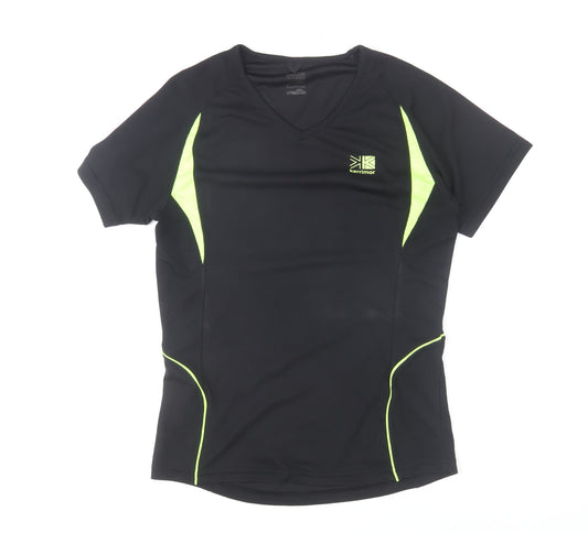 Karrimor Womens Black Running T-Shirt Size 12 V-Neck Quick Dry Top