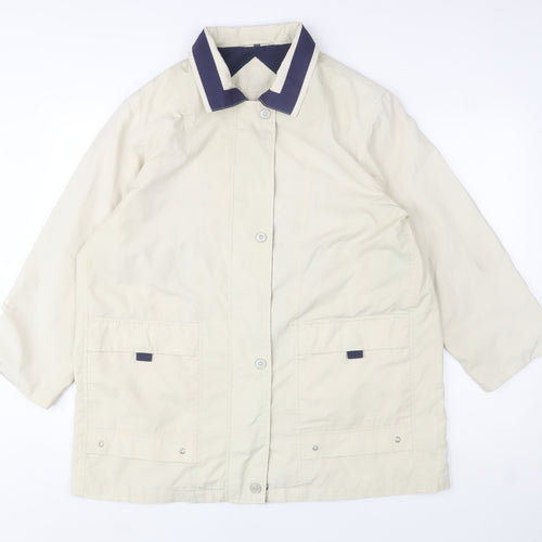 Outer Layer Women's Beige Rain Coat Size 16 Waterproof Mid-Length