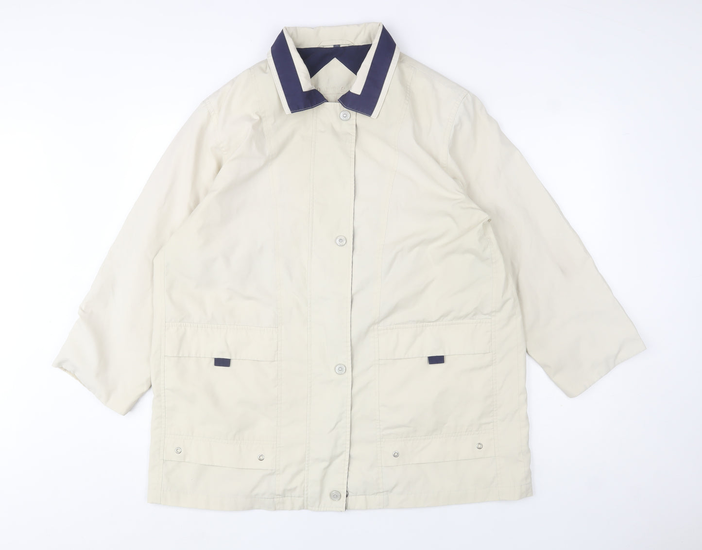 Outer Layer Women's Beige Rain Coat Size 16 Waterproof Mid-Length