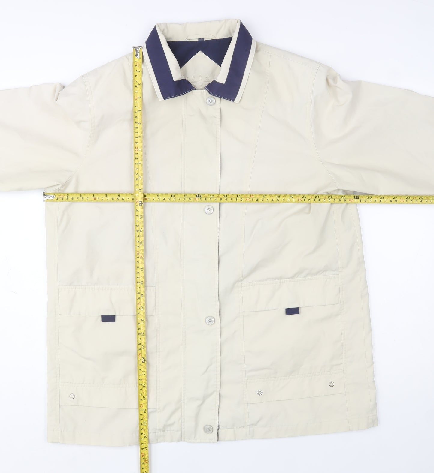 Outer Layer Women's Beige Rain Coat Size 16 Waterproof Mid-Length