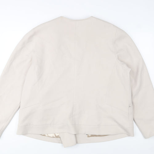 Jasper Conran Women Beige Zip-Up Crepe Jacket Size 20