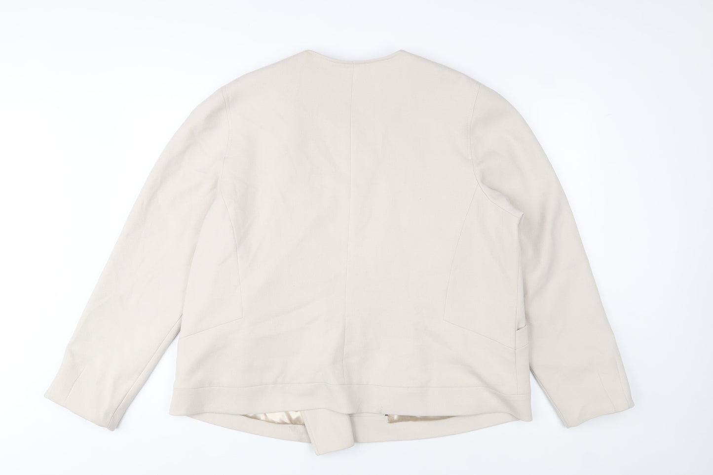 Jasper Conran Women Beige Zip-Up Crepe Jacket Size 20